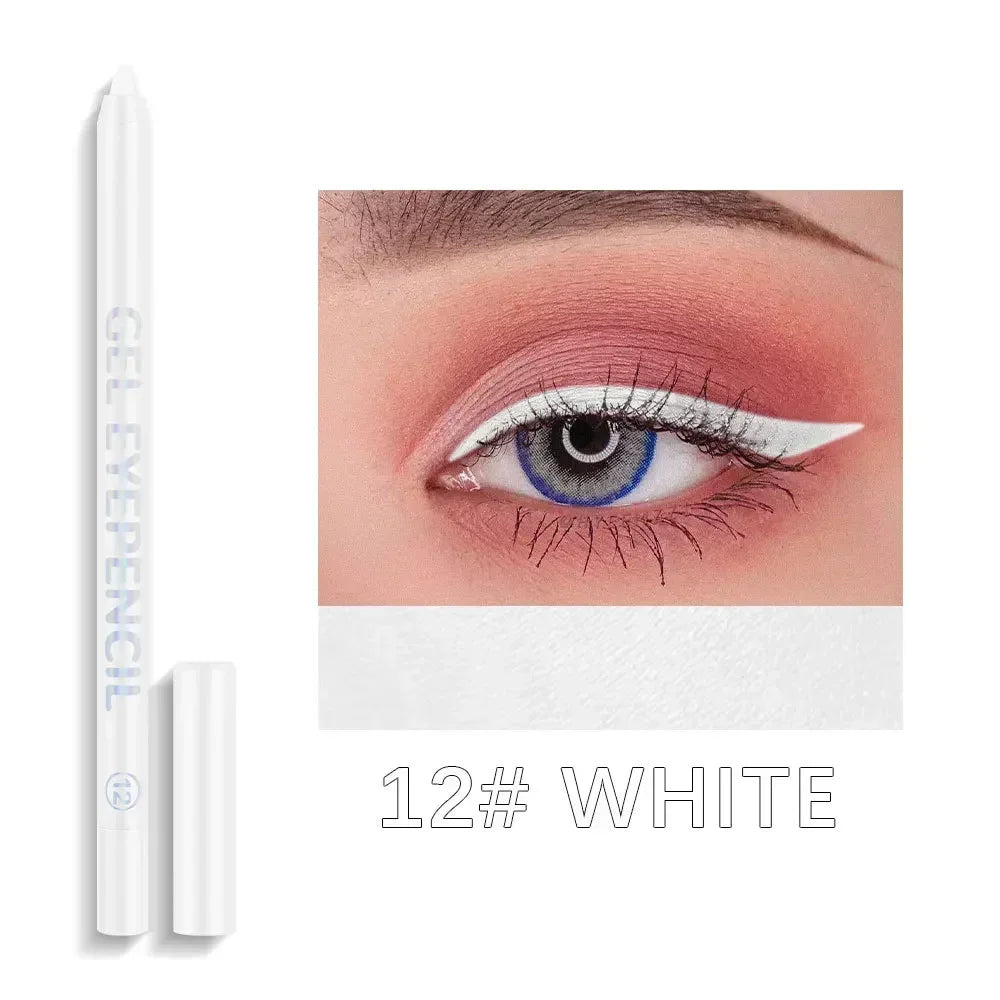 Crayon Gel Eyeliner Étanche – 12 pcs, Couleurs Mattes et UV Lumineuses, Set de Crayons Yeux, Outil de Maquillage