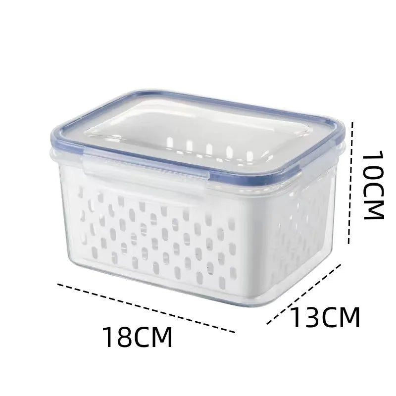 Fruit Storage Containers For Fridge With Removable Colander, Airtight Food Storage Container, Dishwasher Safe Produce Saver