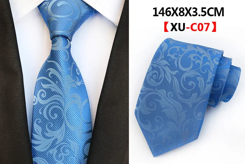 Cravate Homme en Soie 8 cm – Motif Floral Vert et Bleu, Jacquard, pour Costume, Mariage, Fête, Affaires, Cravate Formelle et Cadeau