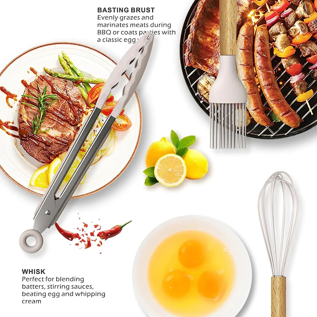 36-Piece Silicone Kitchen Utensil Set with Holder – Complete Non-Stick Cooking Tools Set