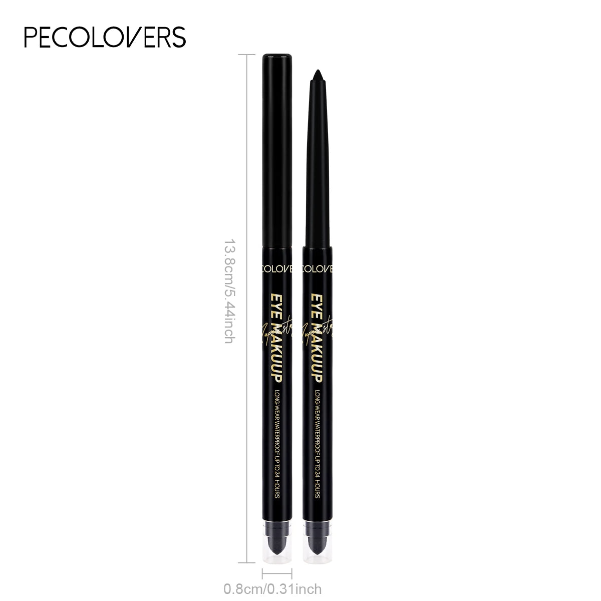 1 Pièce Eyeliner Double-Embout – Tête Éponge, Anti-Bavure, Waterproof, Marron/Blanc, Mat, Maquillage des Yeux