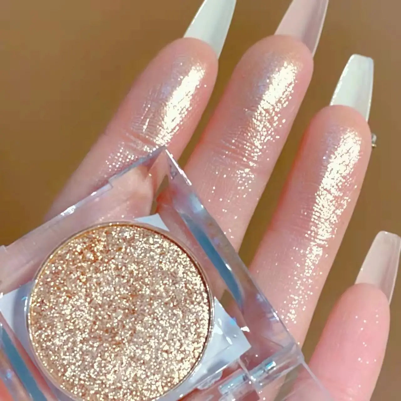 Ombre à paupières mono-couleur nacrée aux tons terreux, longue tenue, waterproof, pailletée, pour les yeux, poudre pressée, maquillage cosmétique