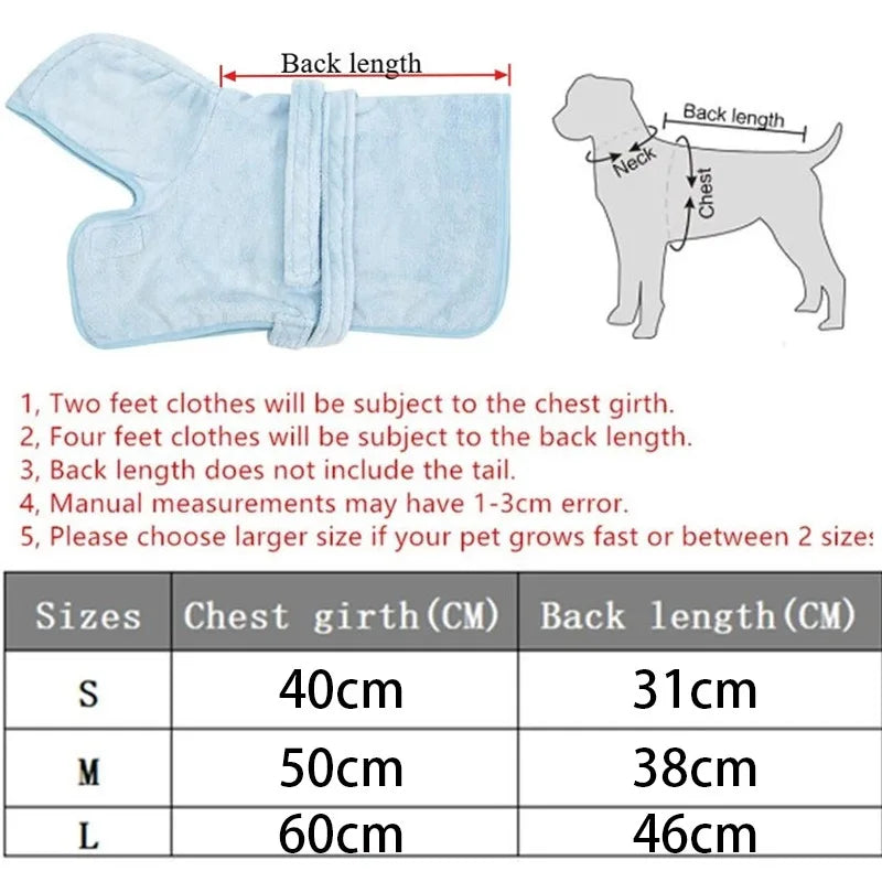 Quick-Dry Pet Bathrobe – Super Absorbent Towel Robe for Dogs & Cats