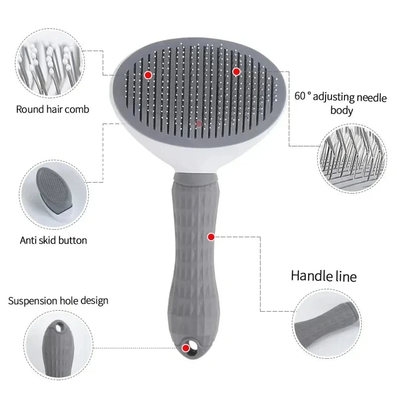 Self-Cleaning Pet Brush – Grooming & Deshedding Comb for Dogs and Cats