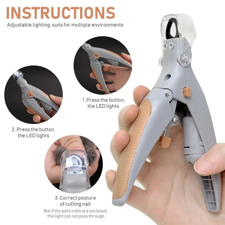 Professional Pet Nail Clipper with LED Light – Precision Grooming Tool for Dogs & Cats