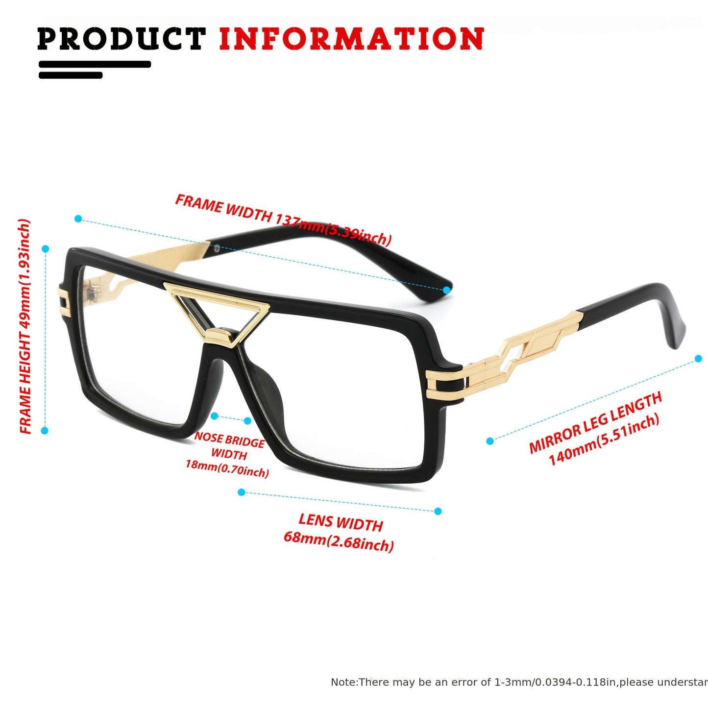 New Women's Fashion Metal Mixed Flat Lens Glasses, Men's Classic Decorative Plain Mirror