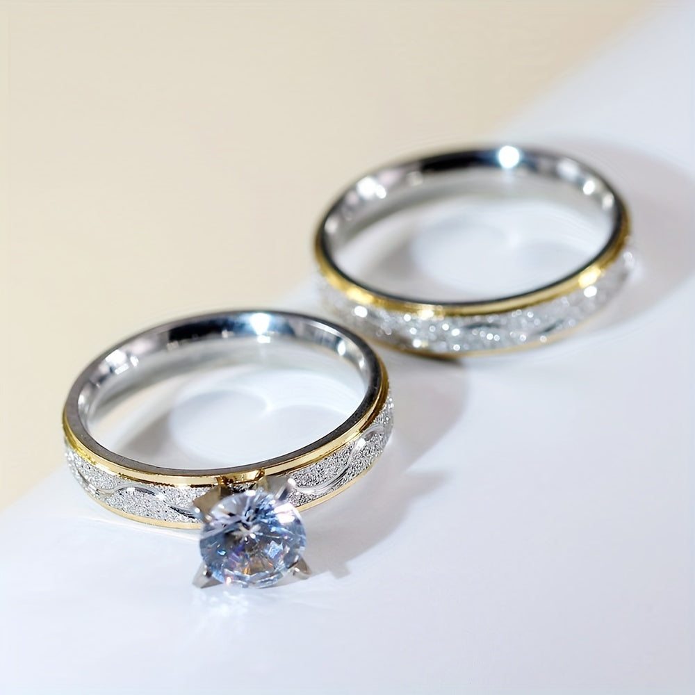 Stylish Golden Pearl Sand Couple Ring for Men and Women