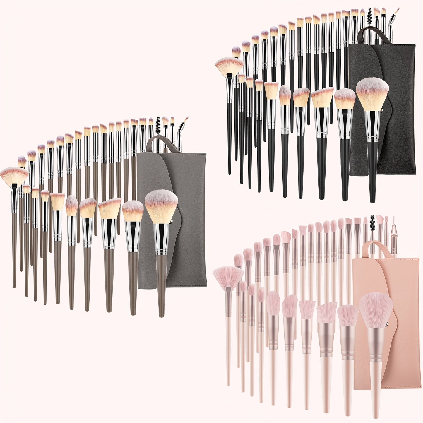 Set 30 Pinceaux Maquillage – Nylon & Trousse de Rangement