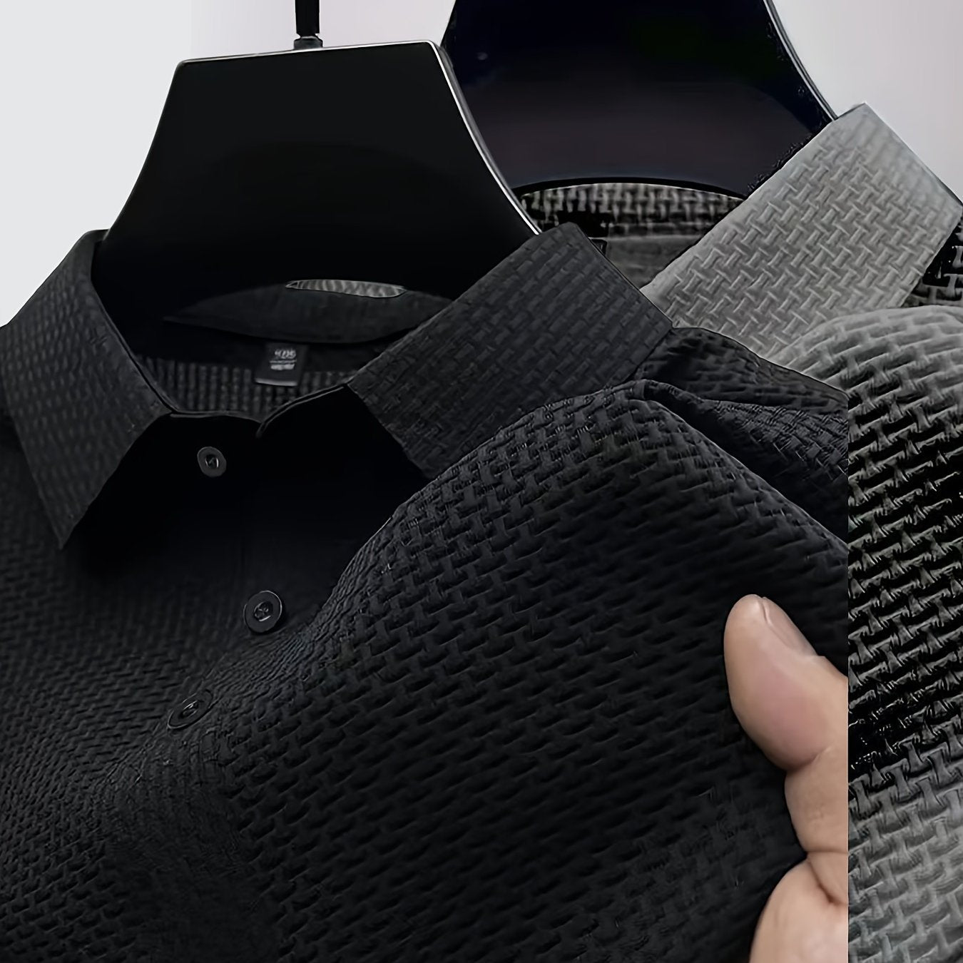 2pcs Men's Lapel Neck Short Sleeve T-shirt, Comfy Stretchy Trendy Tees for Summer, Casual Daily Style Fashion Clothing