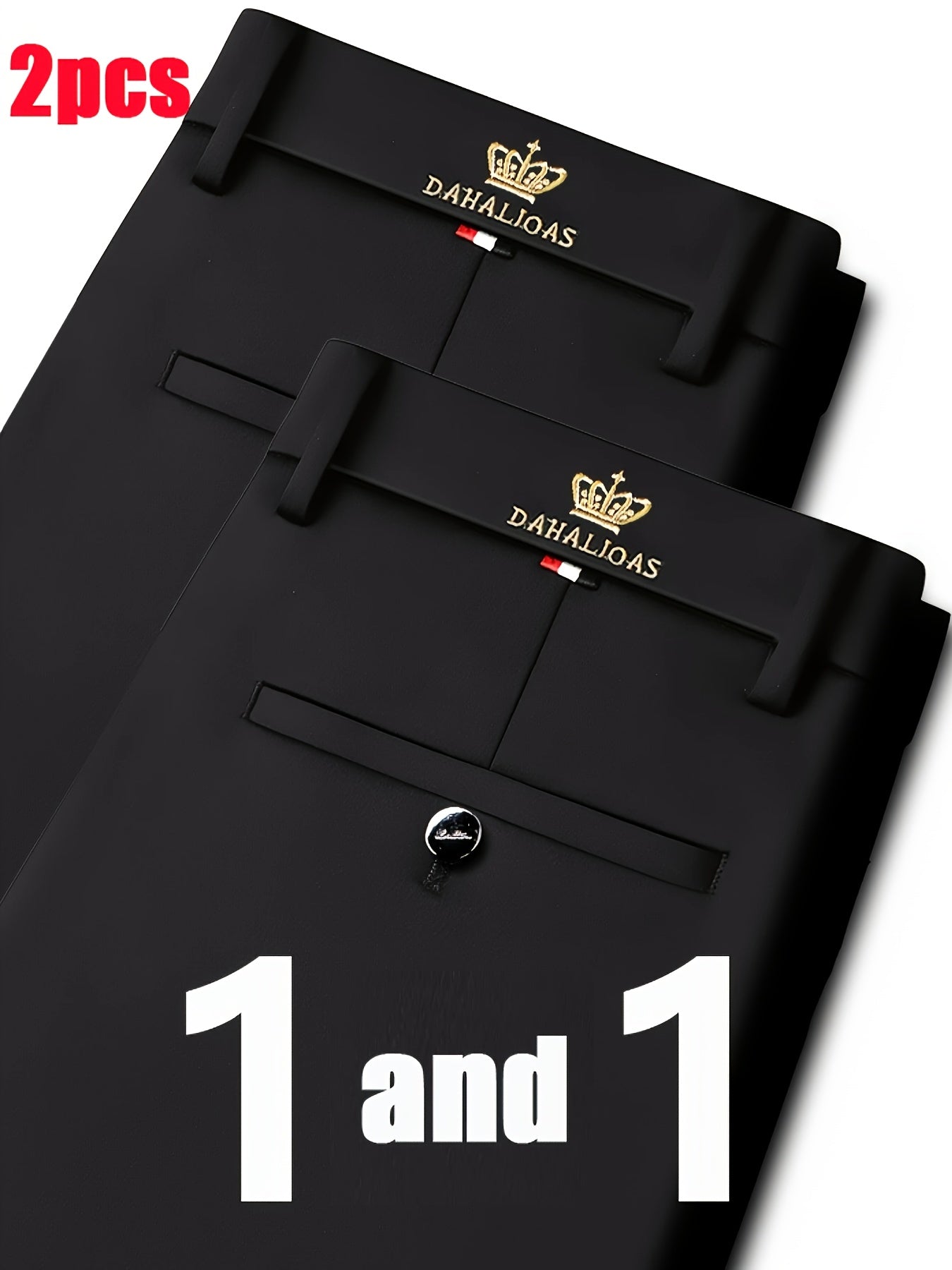 2pcs Pantalons Homme Business Casual – Stretch, Anti-Rides, Jambe Droite, Bureau & Loisir