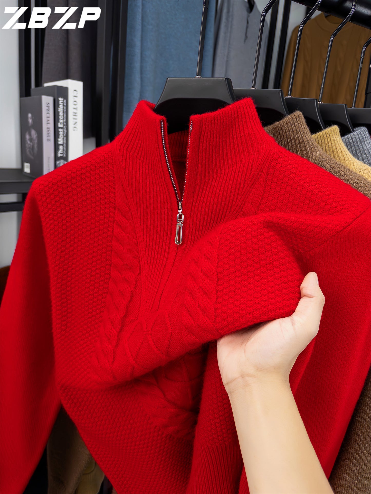 Men'S Thickened Warm Half-Zip Knitted Sweater | Casual Solid Color Stand Collar Sweater for Fall/Winter