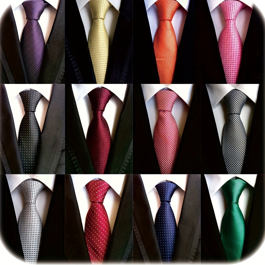 12pcs Cravates Homme Classiques – Jacquard Tissé, Polyester, Uni & Motifs, Formelles & Casual