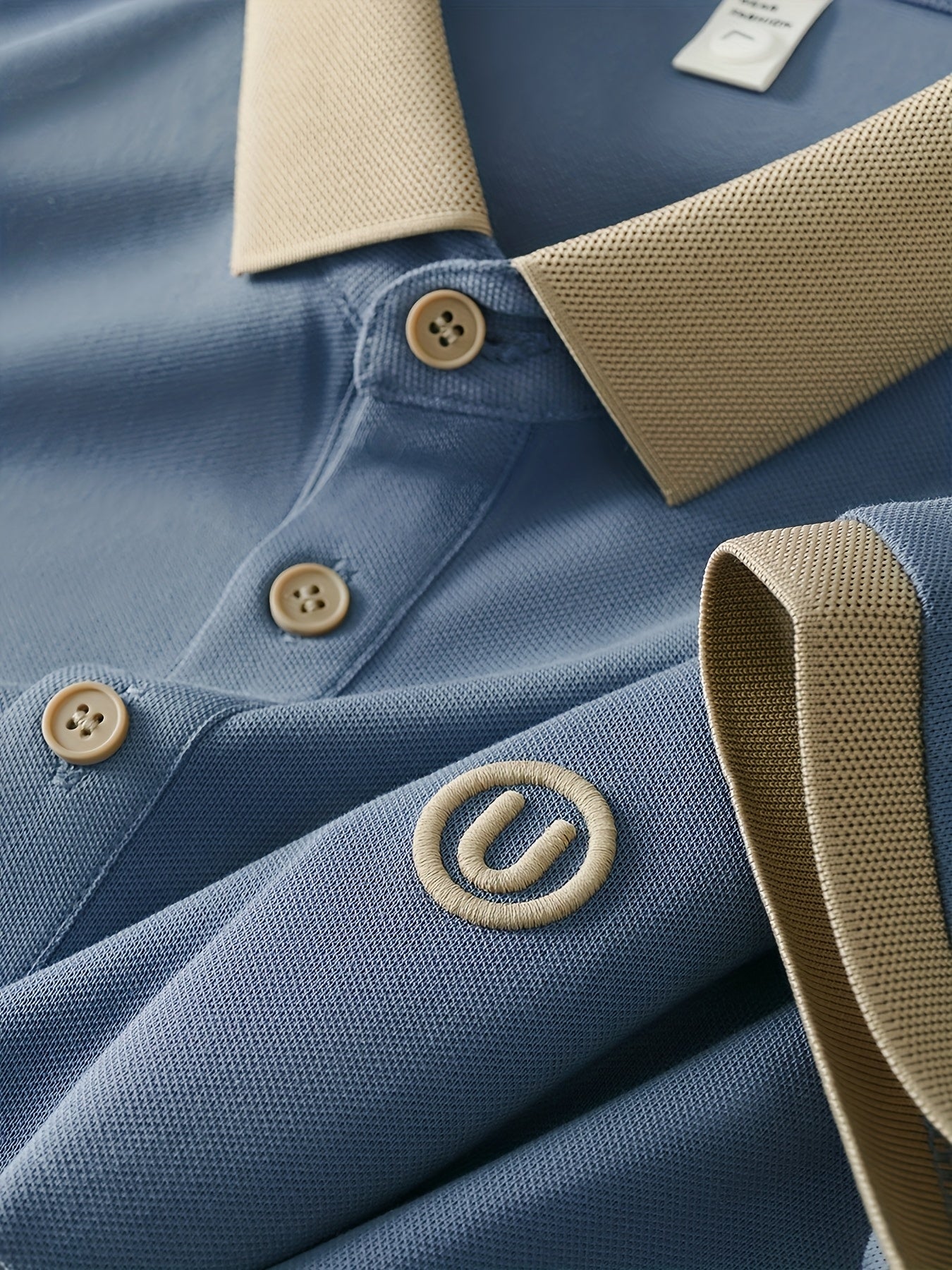 Men's Stylish Embroidered Shirt - Casual Short Sleeve, Button-Up Collar, White with Gray Collar & Cuff Accents, Soft Polyester Fabric, Perfect for Golf or Casual Attire, Golf Shirt | Embroidered Collar Detail | Smooth Texture