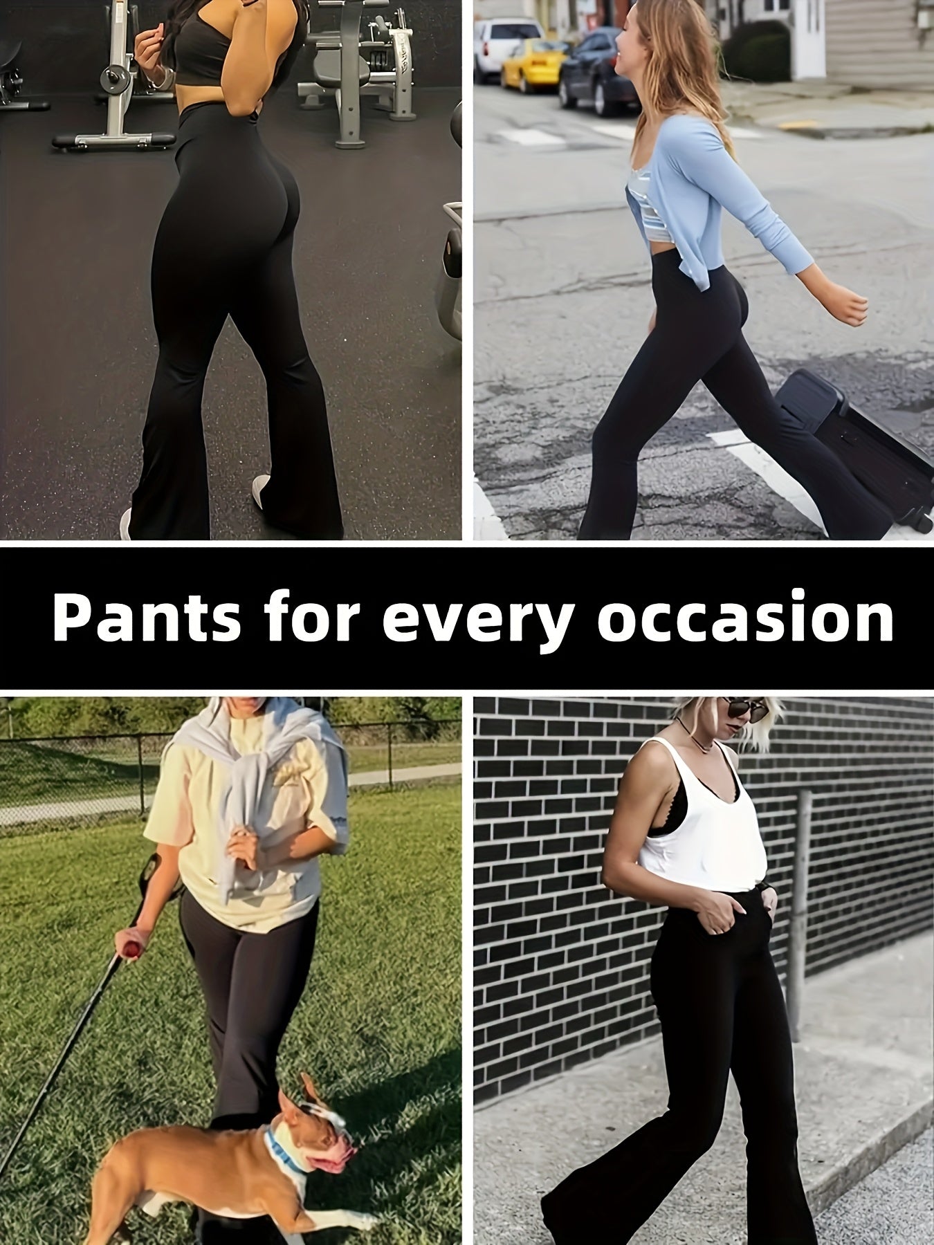 Lot de 3 Pantalons Femme Évasés – Séchage Rapide, Respirants, Taille Élastique, Couleur Unie, Tous Saisons, Décontracté et Confortable