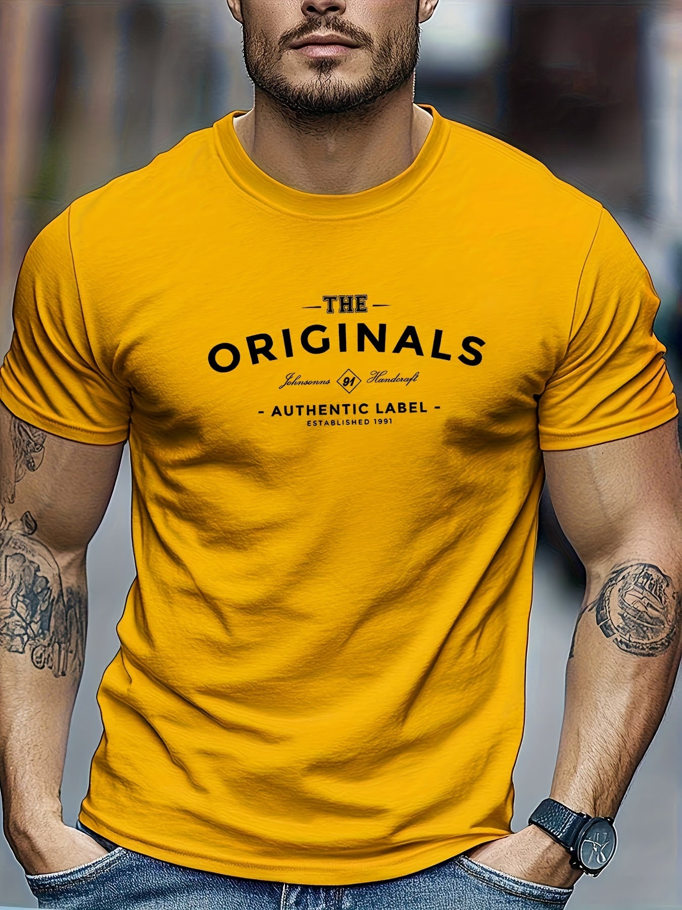 Men's Original Text Graphic T-Shirt - Dark Gray with White Lettering - Breathable Summer Tee - Authentic Label Design - Casual Everyday Shirt for Men