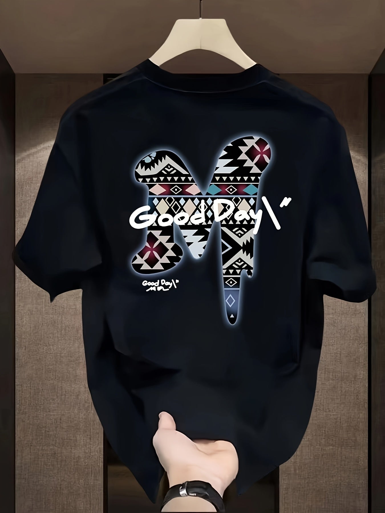 Heavy cotton T-shirt for Men's versatile large size loose summer trendy brand printed handsome youth top