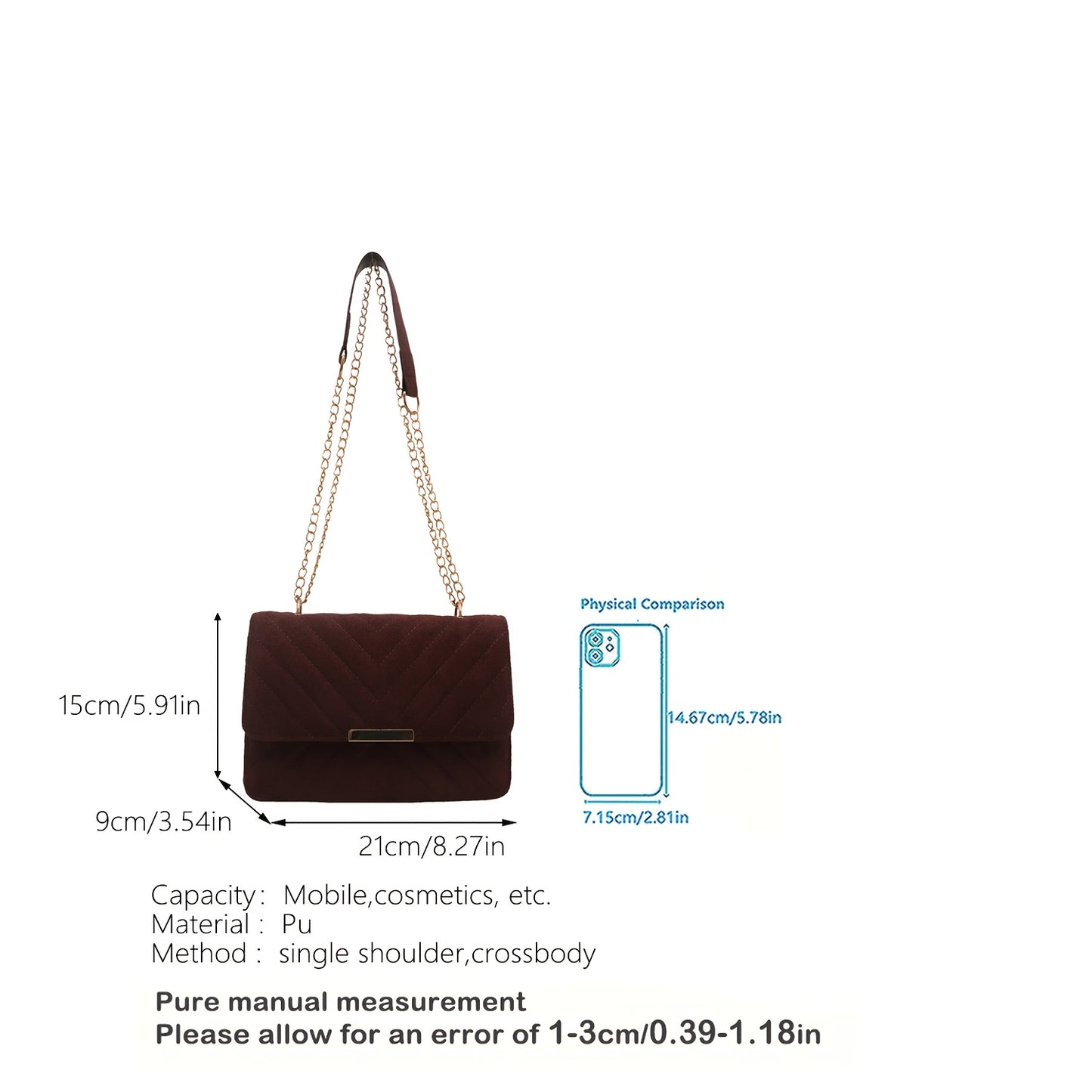 Sac mini carré chic pour femmes – Style rétro, épaule simple et unique, léger avec chaîne métallique, idéal pour quotidien et déplacements