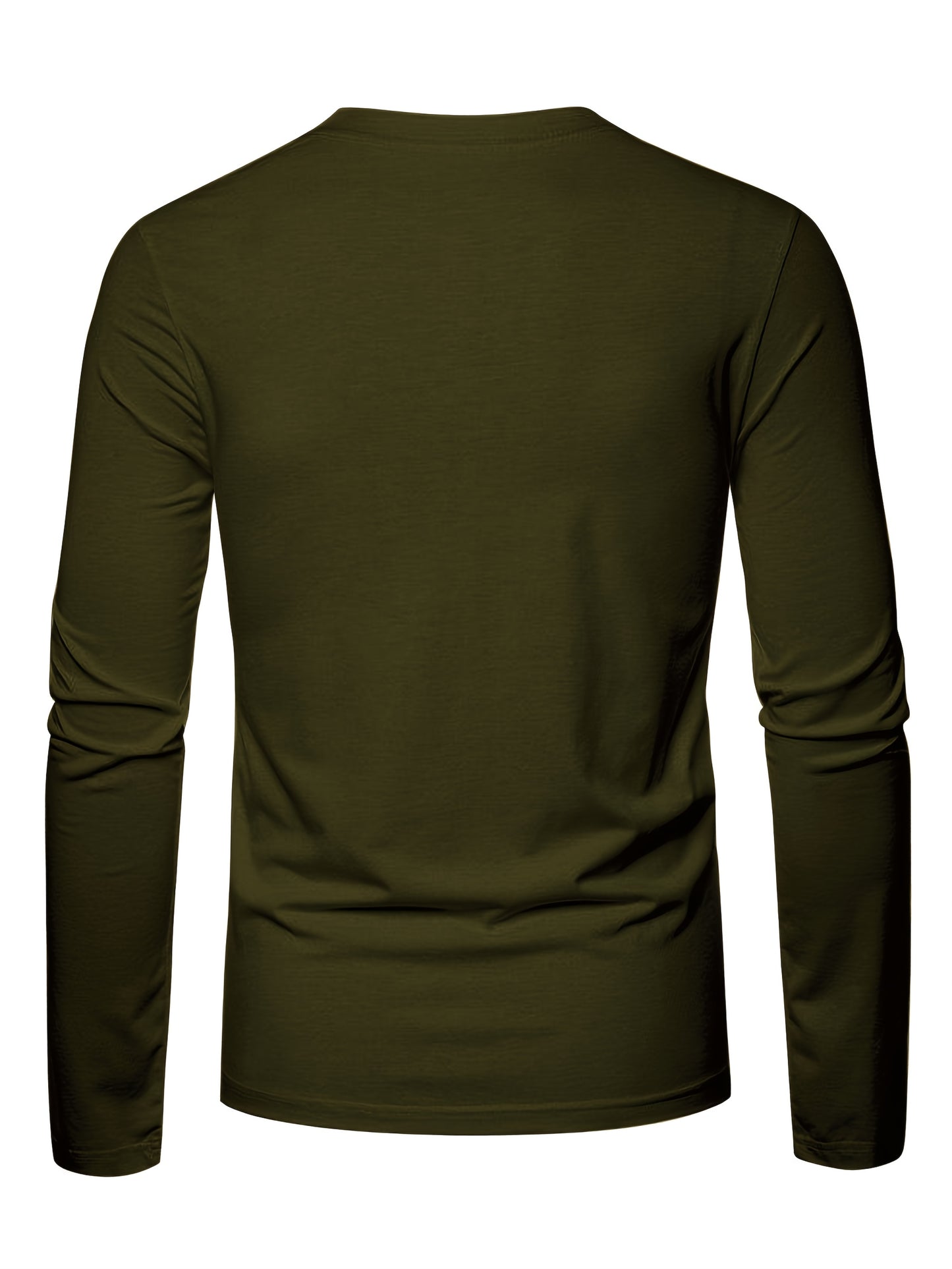 Men's 100% Cotton Long Sleeve T-Shirt - Soft Breathable Casual Round Neck Shirt Suitable for Fall/Winter, Machine Washable Layering Essential for & Social Events - Fabric