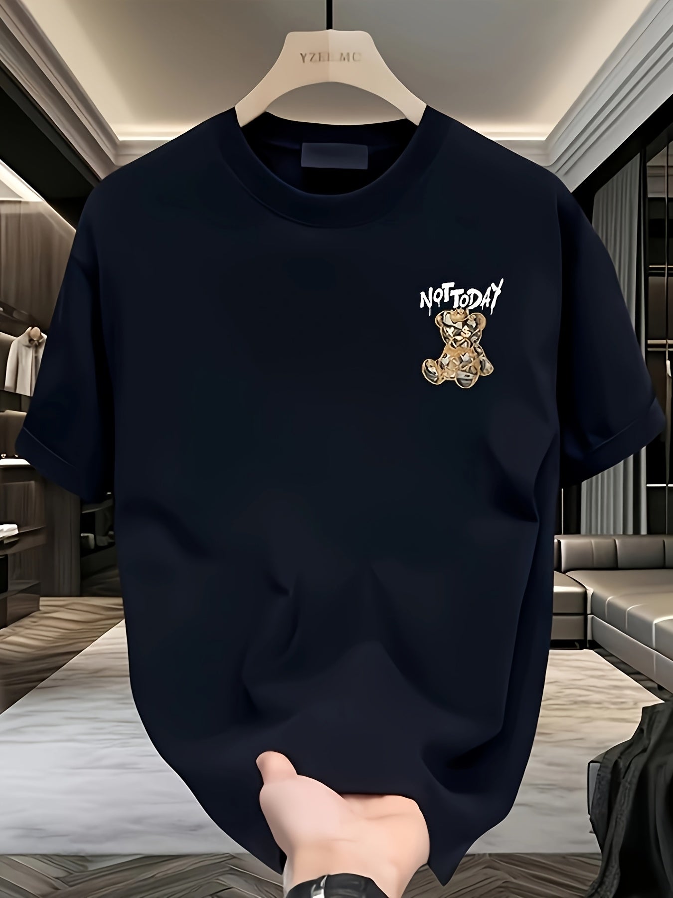 Men'S Heavyweight Cotton Oversized T-Shirt - NOT TODAY Graphic Streetwear Tee, Loose Fit Crewneck Shirt for Everyday & Formal Outfits - Urban Fashion Top for Teens & Adults, Casual Wear, Bold Lettering, Soft Fabric, Short Sle