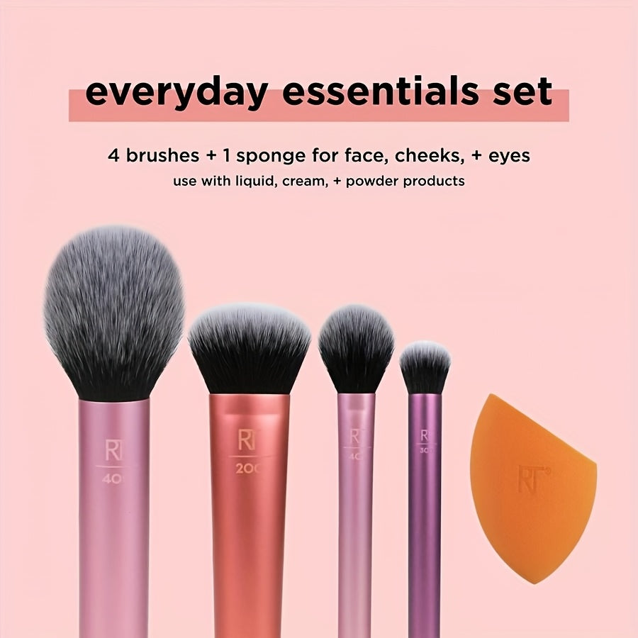 Kit 5 Pièces – Pinceaux & Éponge Beauté