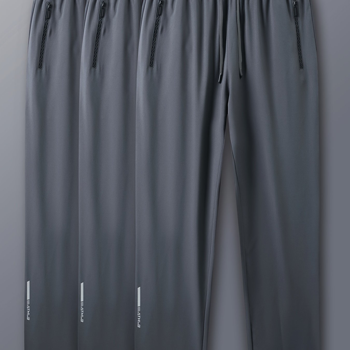 3pcs Joggers Homme – Imprimés, Cordon, Poches Zippées, Polyester, Casual