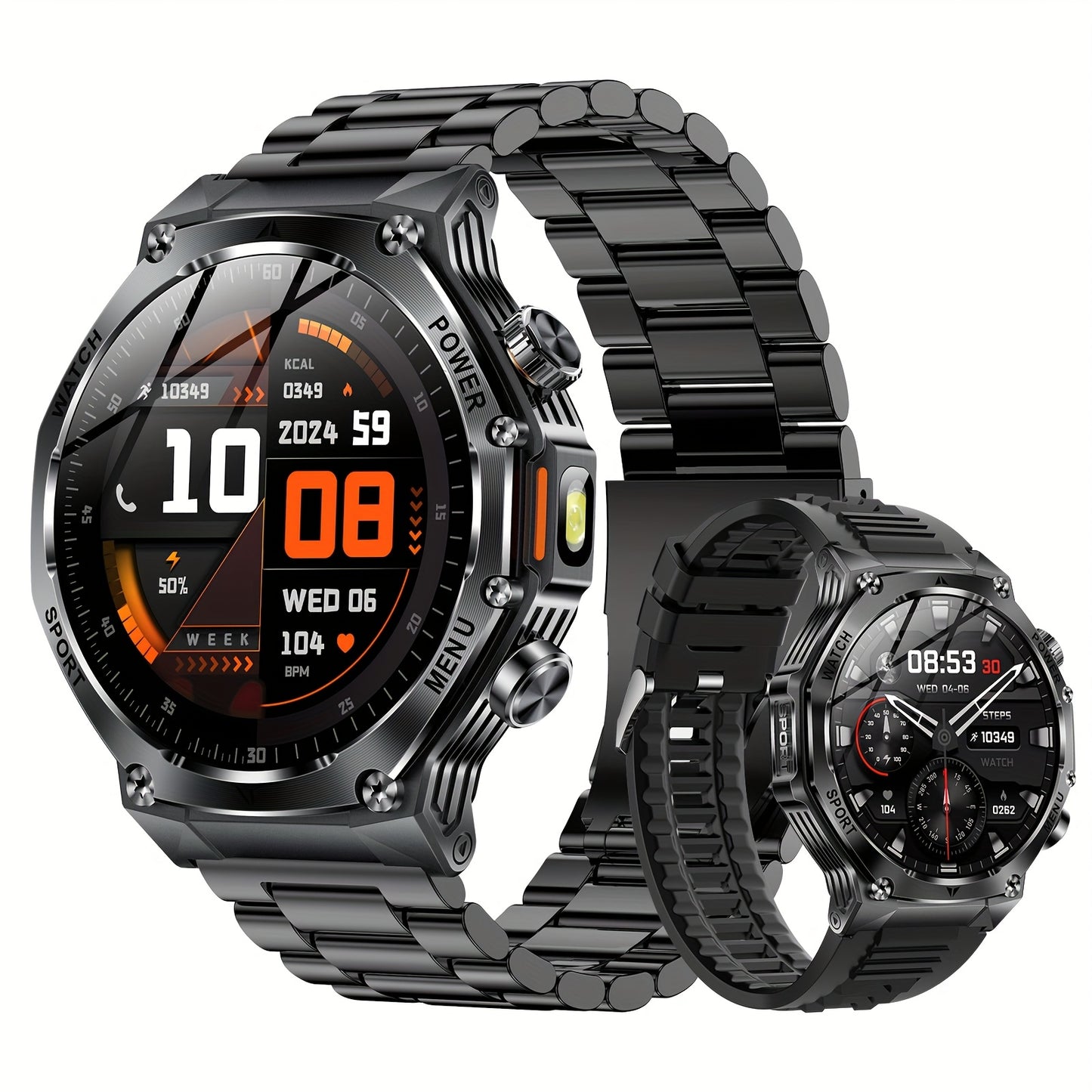 Montre Connectée Homme – Batterie 800 mAh, Écran HD 1,75", 120+ Modes Sport, Lampe Torche, Étanchéité IPX8, Appels Sans Fil, Tracker Fitness – Compatible Android & iPhone