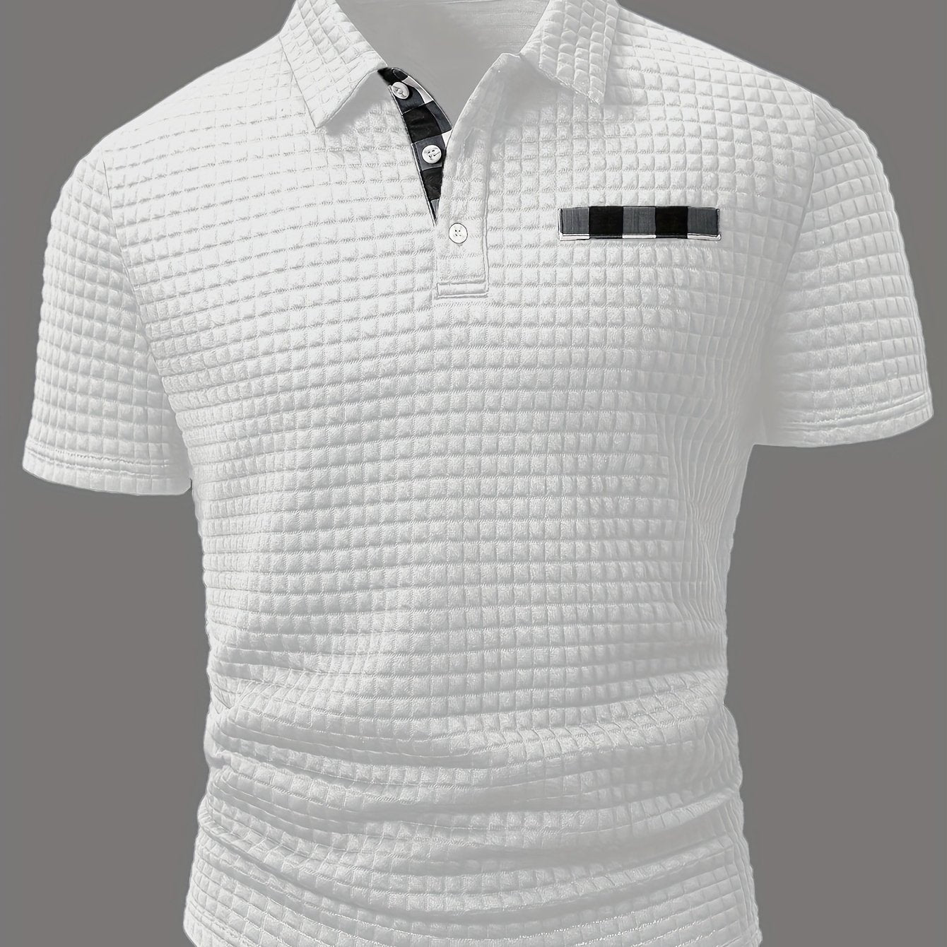 Men'S Casual Plaid Polo Shirt with a Short Sleeves, a Turnover Collar, And Button-Up Front. It'S a Stylish Everyday Wear, Perfect for Casual And Business Occasions.