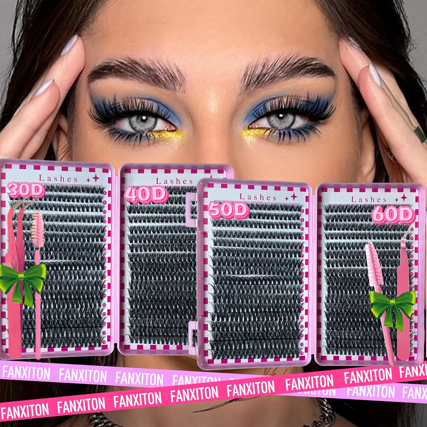 Set de 680 cils (30D/40D/50D) volume yeux style anime avec pinces et pinceau cils D Curl naturels hypoallergéniques kit DIY pour débutants fêtes mariages et usage quotidien