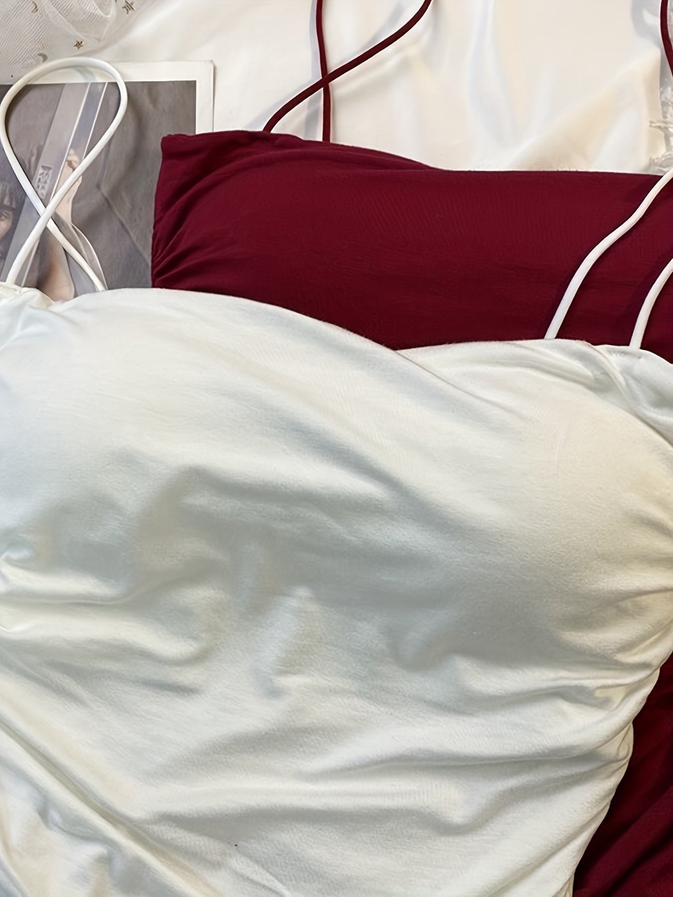 Lot de 4 Débardeurs Femme avec Fronces et Coques Intégrées