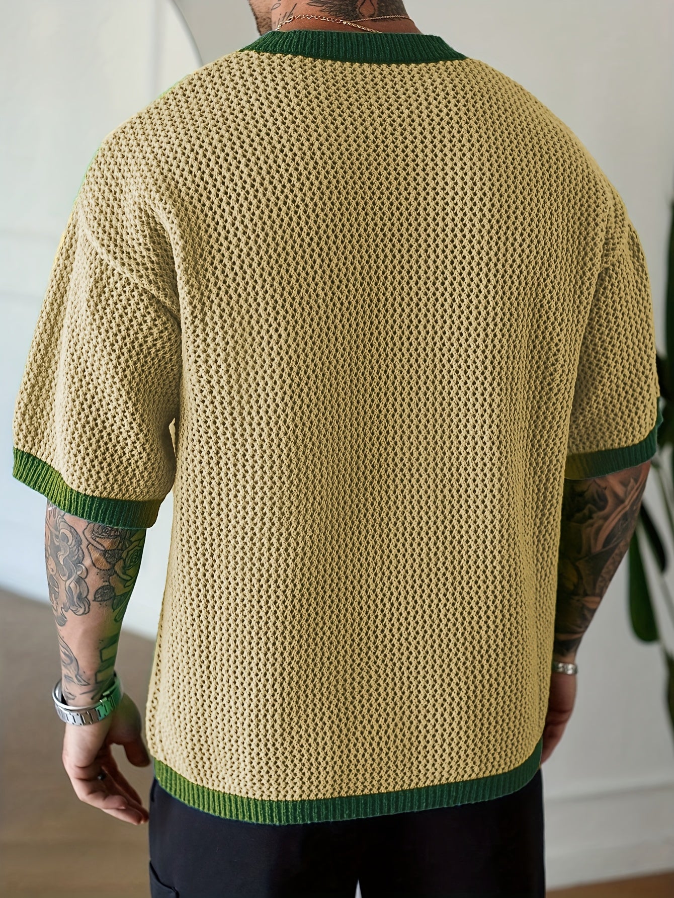 Men's Street Style Contrast Color V-Neck Numeral Print Raglan Knitted Pullover Men Jersey Knit Top Men Men Vacation Men Knit Tops Men Jersey