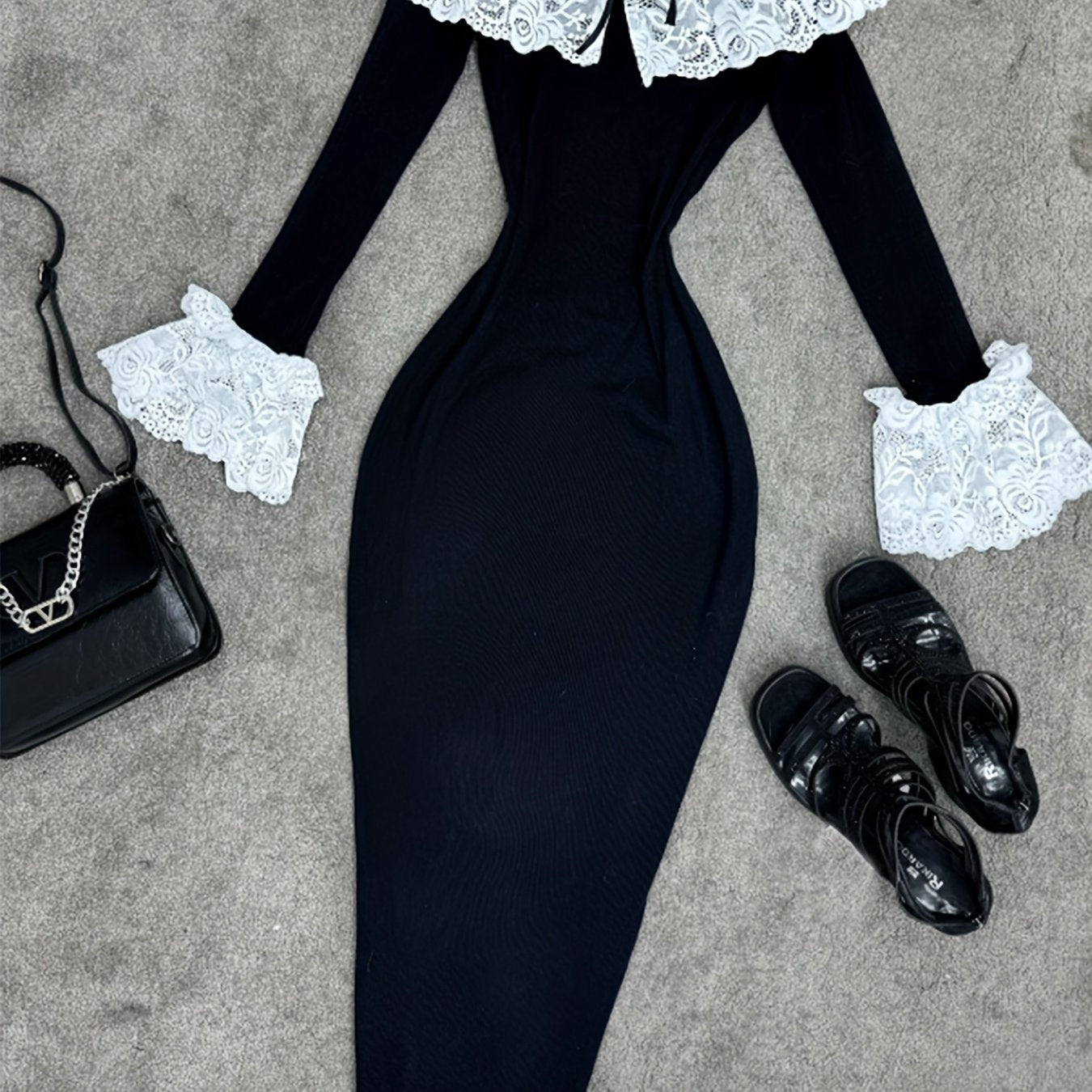 Elegant Off-the-Shoulder Lace-Trimmed Dress | Fitted Waist, Versatile for Parties, Dates, Birthdays, Valentine's, Weddings, Vacations