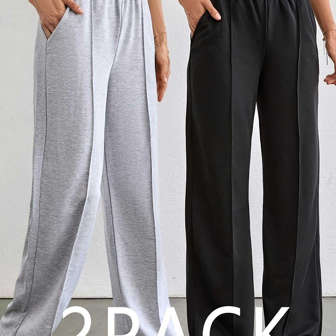 Lot de 2 Joggers Femme – Gris et Noir, Confortables et Polyvalents