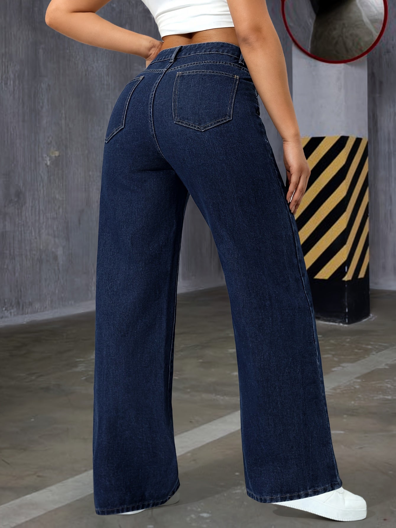 Pantalon Femme Bleu Profond – Style Élégant et Évasé