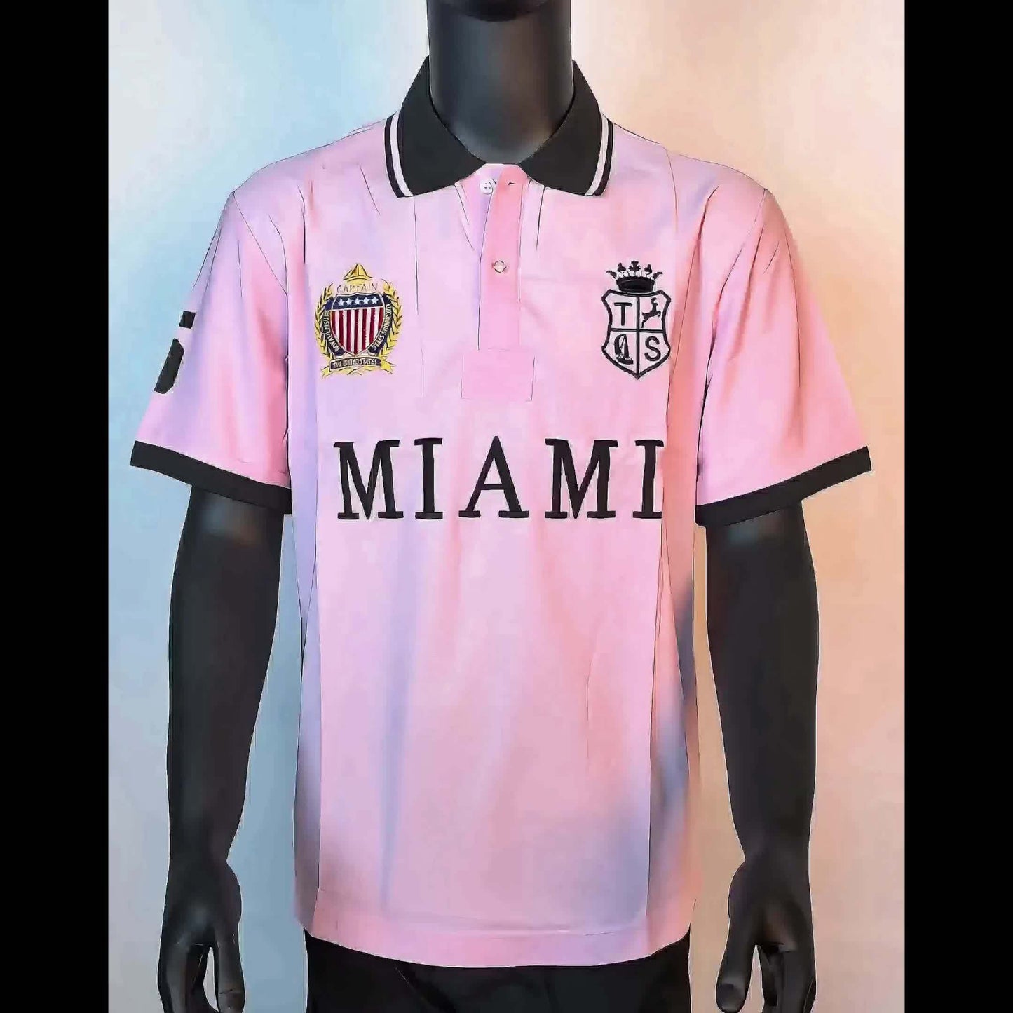 Men'S Miami Pink Polo Shirt | Slim Fit with Embroidered Details and Slit Hem, Casual Style
