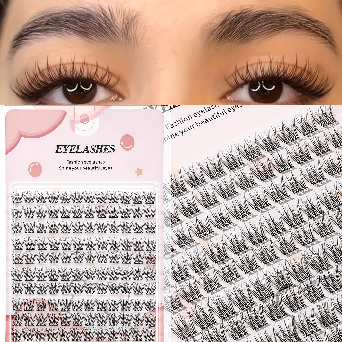 Lot de Cils Faux Autocollants DIY – Style Cartoon, Effet Naturel, Touffes Fluffy Épaisses, Courbure C, Longueurs 10-12mm, Épaisseur 0.05mm, Réutilisables, Idéal Débutants, Pack Paire Unique