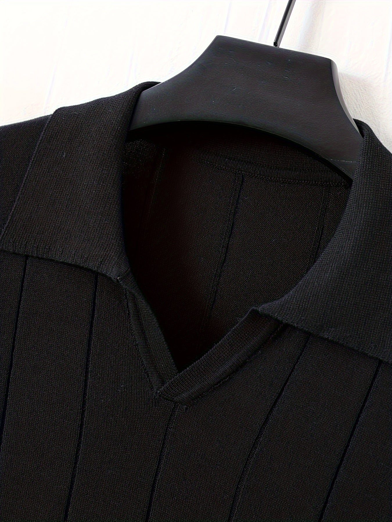 Men'S Solid Color Knitted Short-Sleeve Polo Shirt for Business Casual Wear