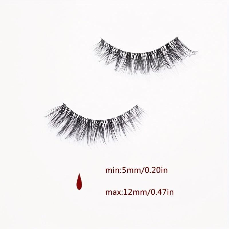 7 Paires de Cils Postiches Naturels – Style Croisé Queue de Poisson, D Curl, Base Transparente, Effet Naturel