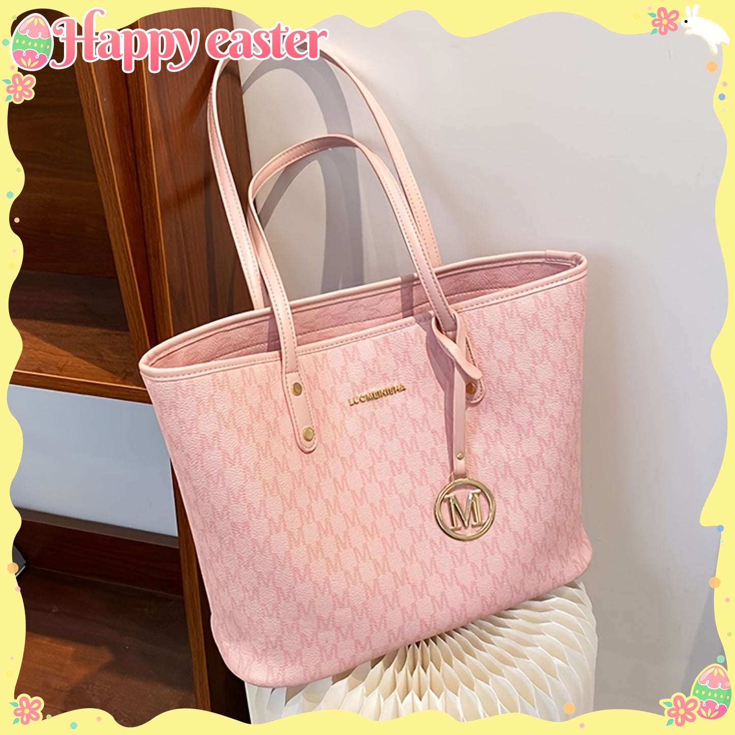 Sac Cabas Femme en PU Rose Vif – Grande Capacité, Fermeture Zippée, Élégant et Brillant, Durable, Idéal Voyage, Shopping et Usage Quotidien