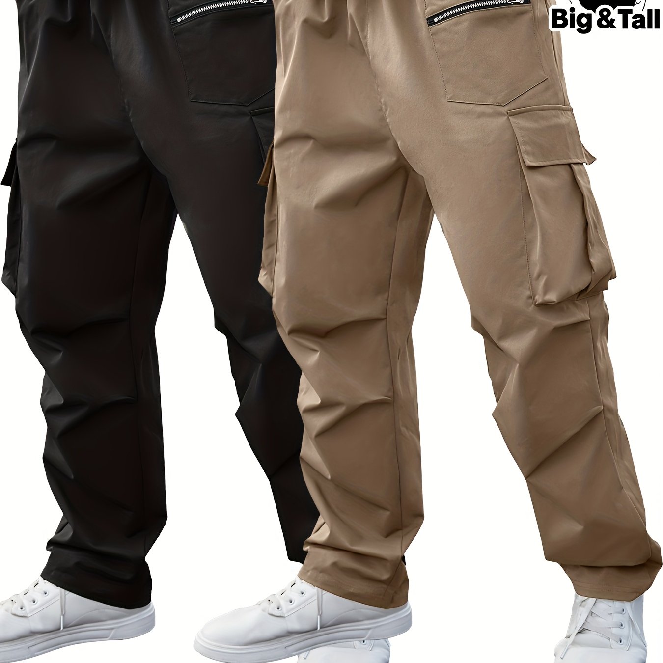 Ensemble 2 pantalons cargo grande taille pour homme – robustes, multi-poches utilitaires, tissu non extensible, idéals construction, randonnée et usage quotidien, toutes saisons, entretien facile