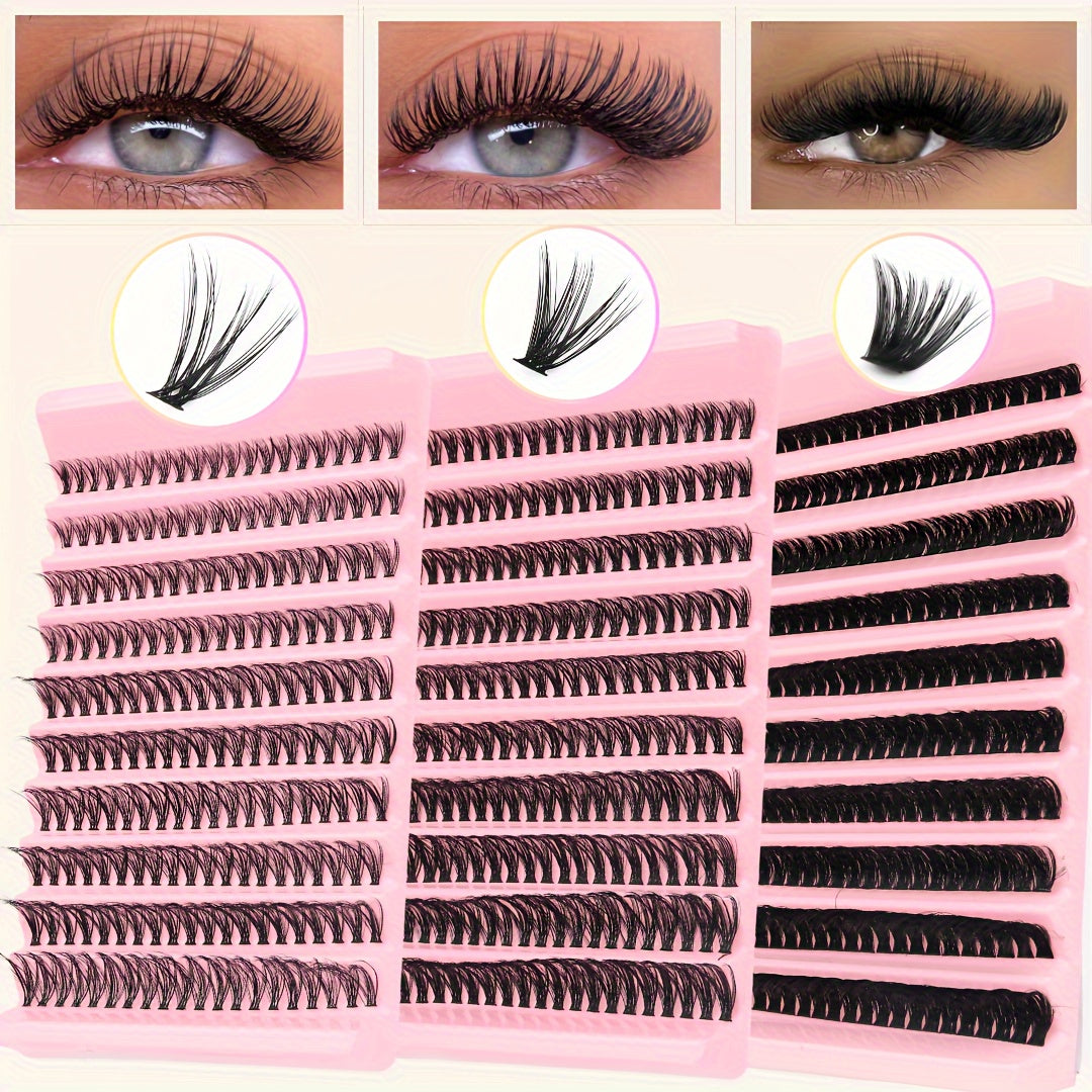 200 Cils en Touffes Naturels – Courbure 3D Russe, Longueurs Mixtes 10-16mm, Épaisseur 0.05mm, Réutilisables, DIY, Courbure D, Idéal Débutants, Multi-Styles, Multi-Pack, Cils Individuels pour Look Naturel ou Anime