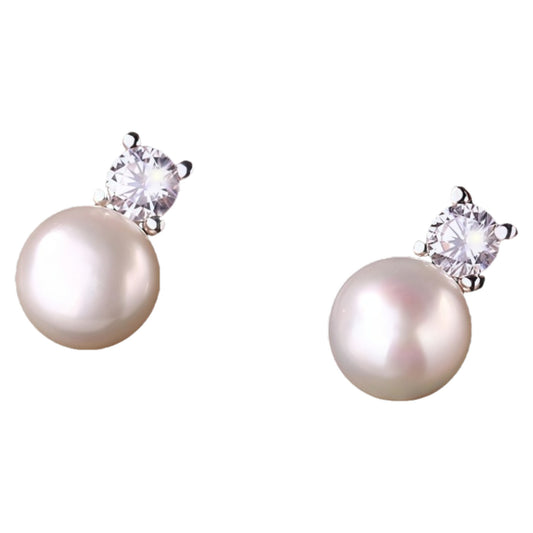 Boucles d’oreilles simples en perles d’eau douce avec strass, style rétro luxe léger, parfaites pour toutes saisons, idéal pour Noël et comme cadeau assorti