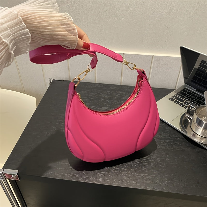 Sac bandoulière femme style français – quincaillerie dorée, sangle réglable, fermeture zippée, brun/ blanc/ noir, élégant et polyvalent pour le travail, les sorties et les voyages.