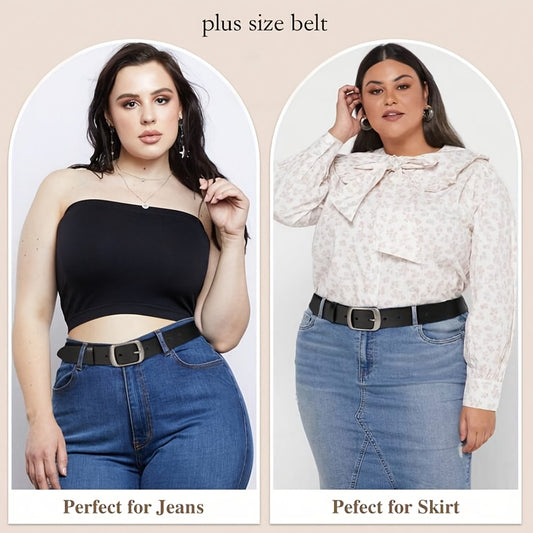 1 ceinture grande taille pour femmes – Pour jeans, simple et polyvalente, boucle ardillon argentée, usage quotidien, université et trajets professionnels en automne, tailles L à 3XL, idée cadeau idéale, ceinture grande taille