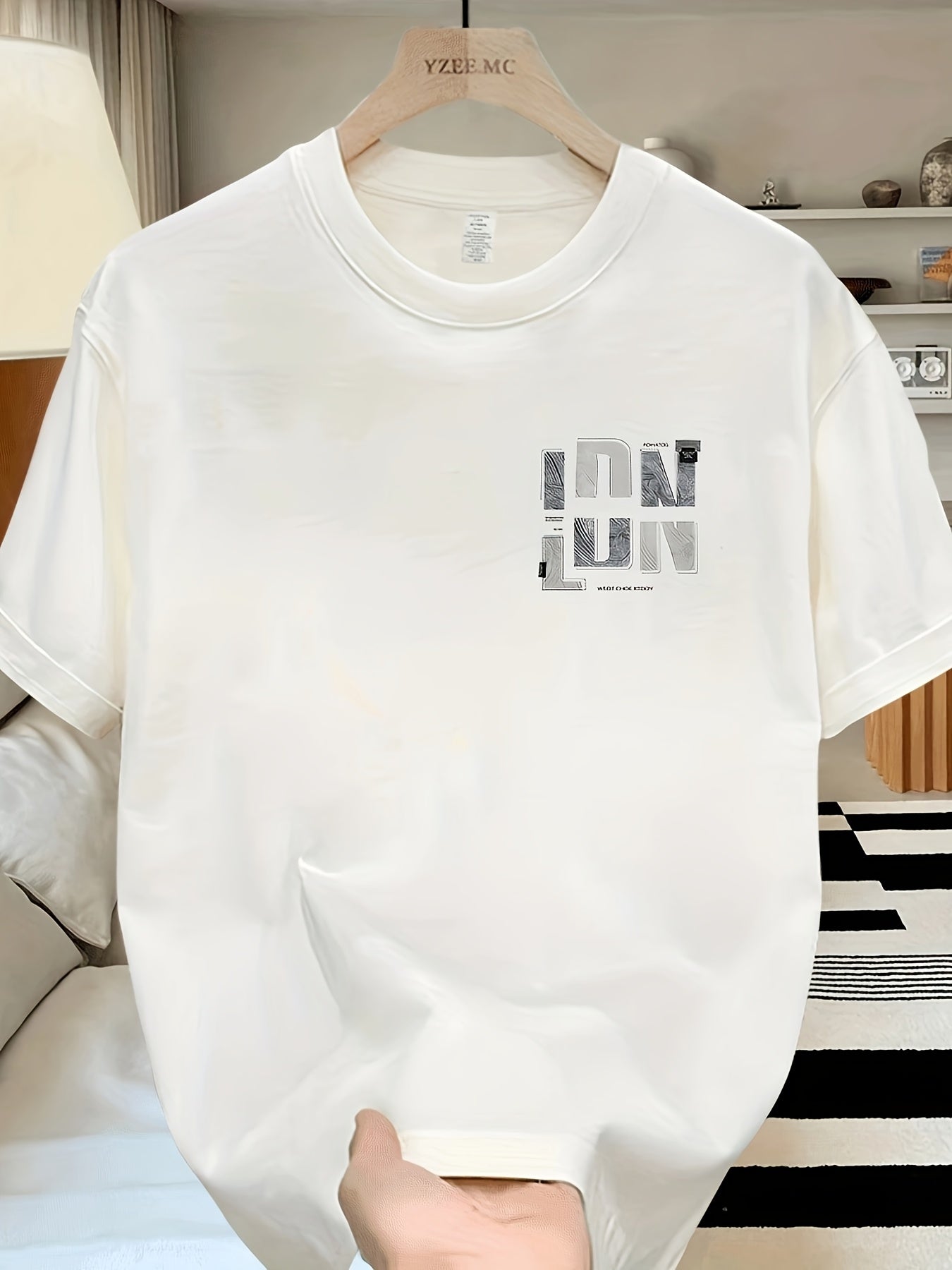 Men's Heavyweight Pure Cotton Oversized T-Shirt - Loose Fit Casual Round Neck Short Sleeve Tee Suitable for Men, Large Size Breathable Casual Attire & Evening Outfits, Year-Round Comfortable Top