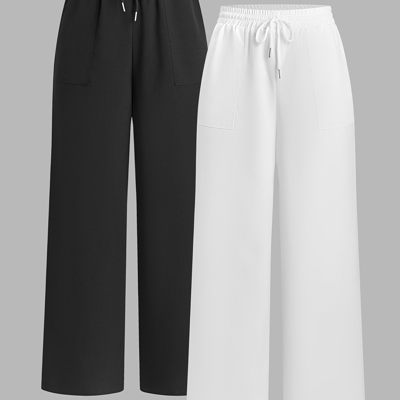 Pantalon Homme Grande Taille – Jambe Droite, Taille Haute avec Cordon, Confort Estival