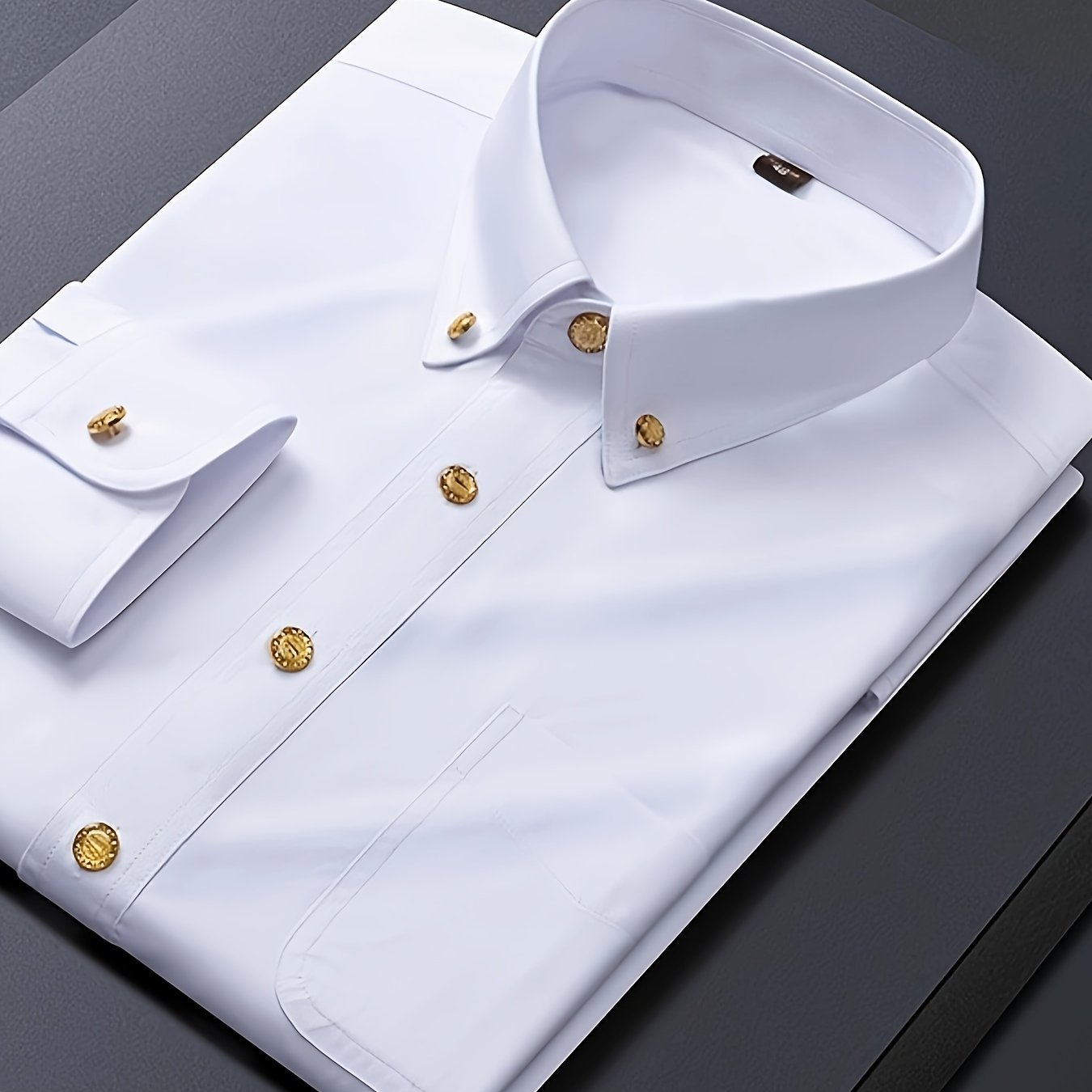 Men'S Solid Color Long-Sleeve Business Casual Shirt