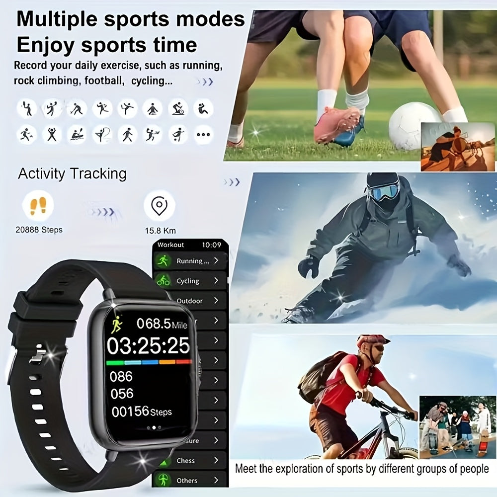Montre Connectée 1,84” HD – Notifications Appels et Messages, Modes Sport, Calculatrice, Tracker Fitness, Compatible iPhone & Android, Cadeau Parfait
