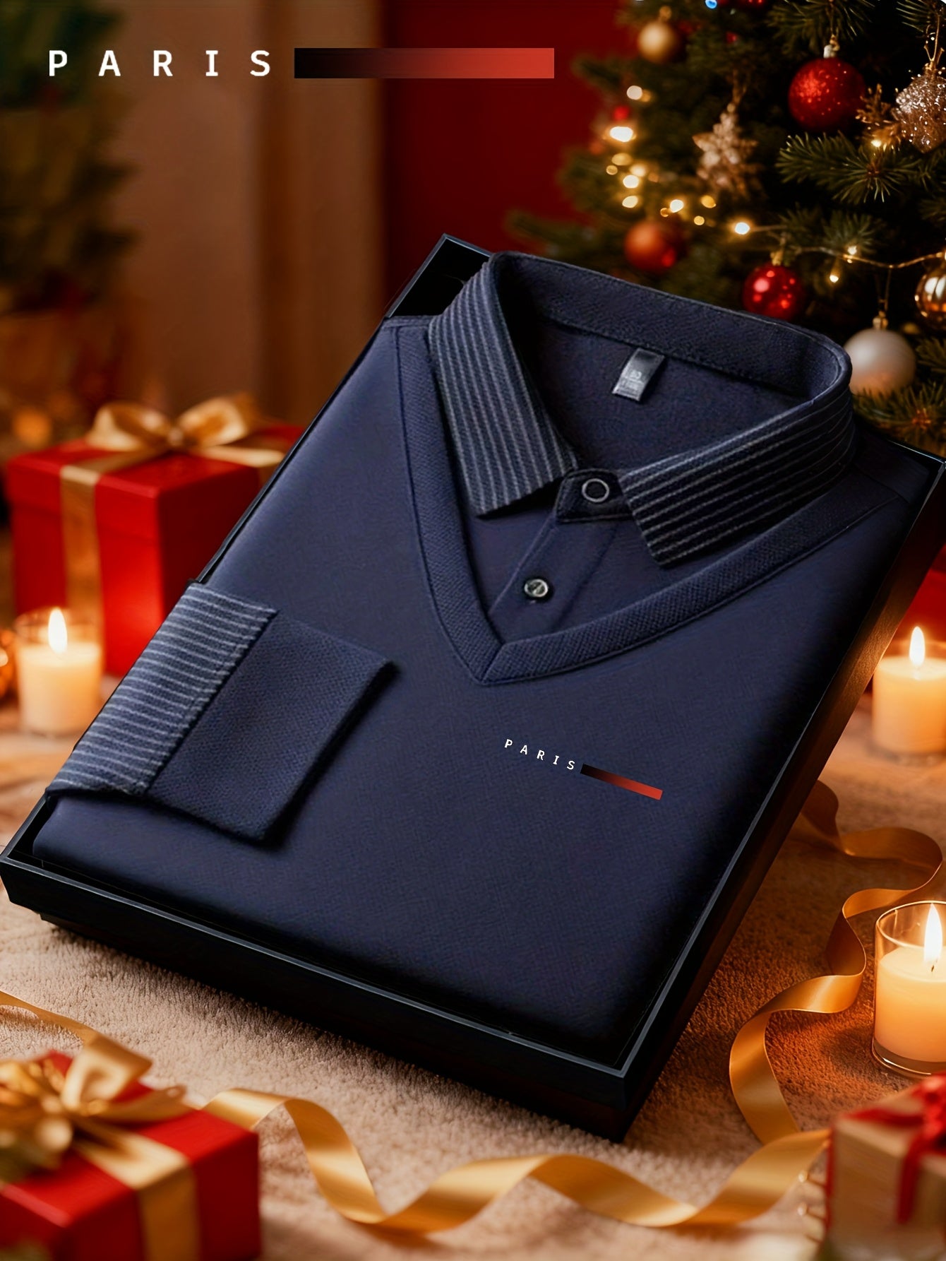 Men'S Faux Two-Piece Shirt Collar Knitwear, a Business Casual Striped Patchwork Top Featuring a Milano Letter Print Design, Available in Various Colors. It Has a Gray And Golden Contrasting Collar And Cuffs, a Simple Solid Co