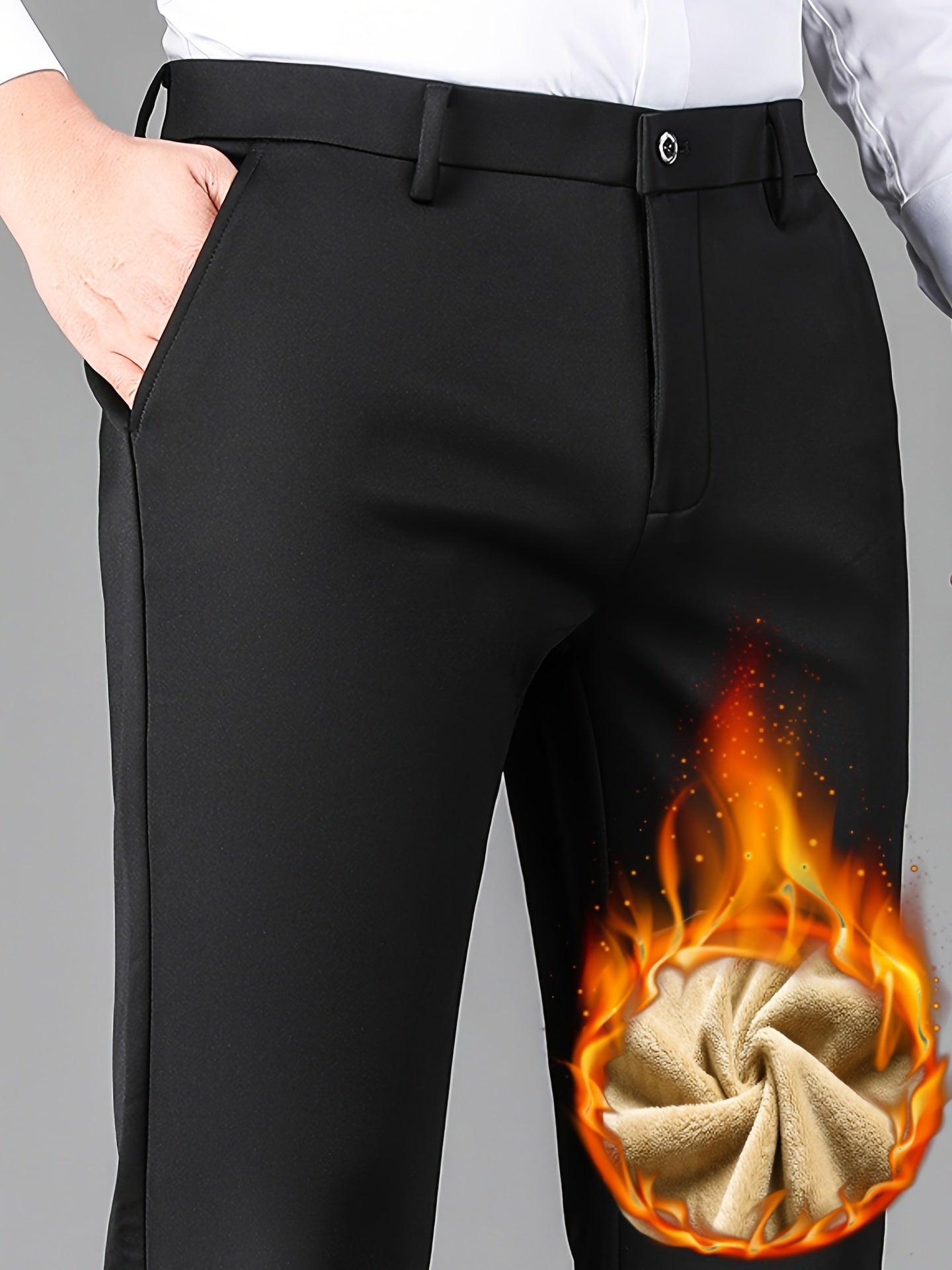 Pantalons Homme Business Casual – Polaire, Thermiques, Anti-Rides, Stretch, Cordon, Logo Brodé, Automne/Hiver