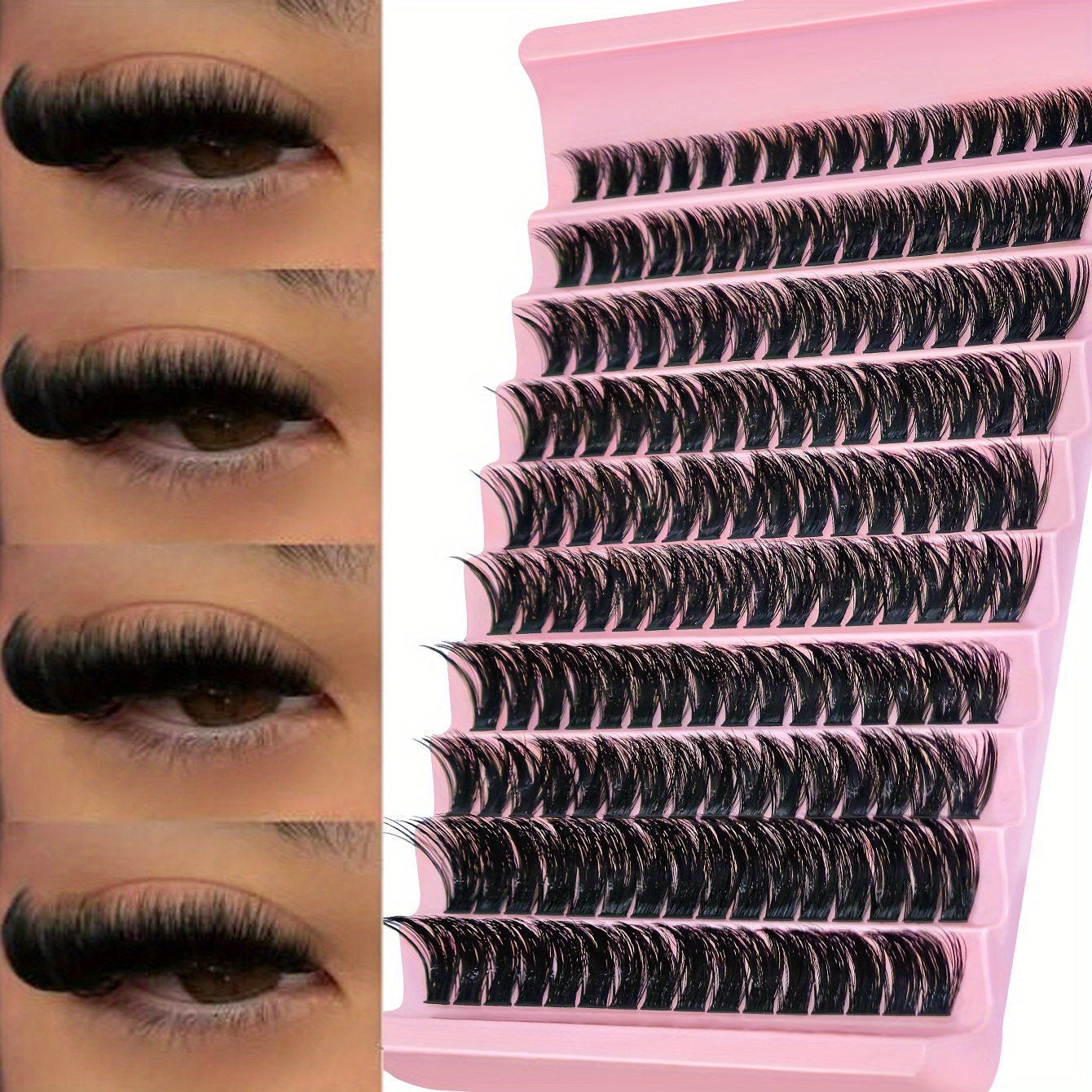 120/200 pcs de Cils Individuels – D Curl, 8-16 mm Mélangés, Fins et Épais, Effet Naturel, Parfaits pour DIY Débutants, Réutilisables